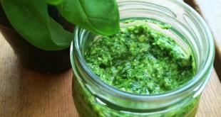 Grøn basilikum og spinat pesto